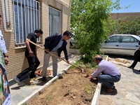 کاشت گل در شبکه با حضور معاون بهداشتی شبکه و مسئولین واحد ها به مناسبت هفته ملی جمعیت 